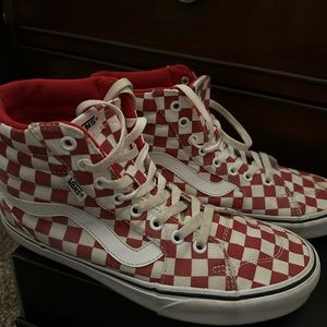 Women size 10 Vans red and white checkers.